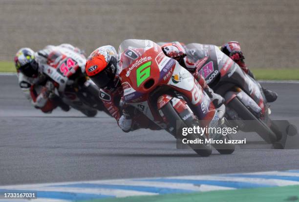 Ryusei Yamanaka of Japan and GasGas Aspar Team leads the field during the Moto3 race during the MotoGP of Japan - Race at Twin Ring Motegi on October...