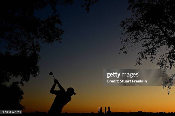 Darius Van Driel of the Netherlands tees off on the first hole on Day Two of the acciona Open de Espana presented by Madrid at Club de Campo Villa de...