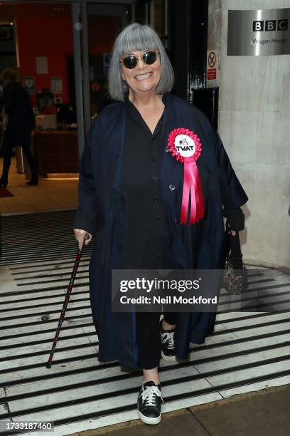 Dawn French leaving BBC Radio 2 Studios on October 13, 2023 in London, England.