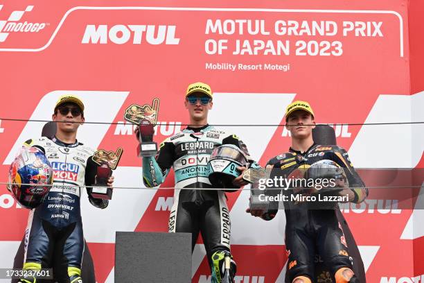 Ayumu Sasaki of Japan and Liqui Moly Husqvarna Intact GP, Jaime Masia of Spain and Leopard Racing and Daniel Holgado of Spain and Red Bull KTM Tech3...