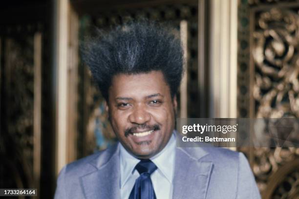 Close-up of boxing promoter Don King in Miami, Florida, April 14th 1977.