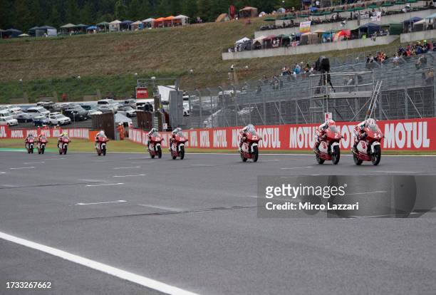 Amon Odaki of Japan leads the field during the Idemitsu Asian Talent Cup race 2 during the MotoGP of Japan - Race at Twin Ring Motegi on October 01,...