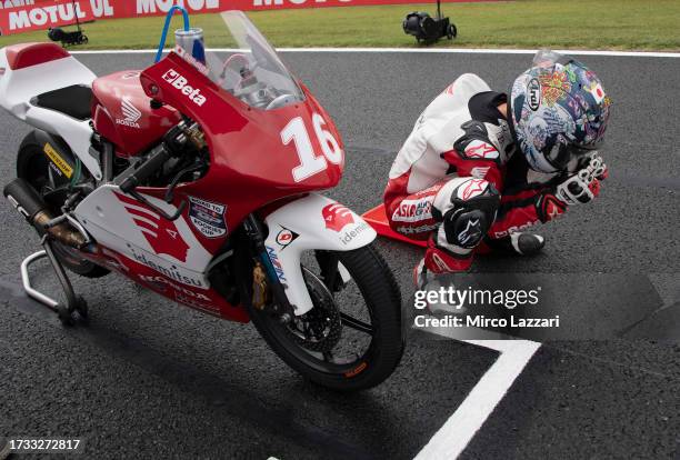 Ryota Ogiwara of Japan prepares to start on the grid during the Idemitsu Asian Talent Cup race 2 during the MotoGP of Japan - Race at Twin Ring...