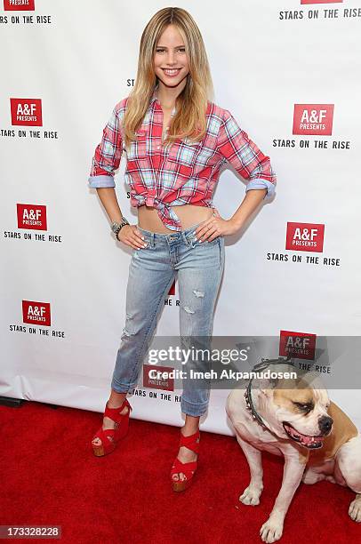 Actress Halston Sage and actor Popeye attend Abercrombie & Fitch's presentation of their 2013 Stars on the Rise at The Grove on July 11, 2013 in Los...