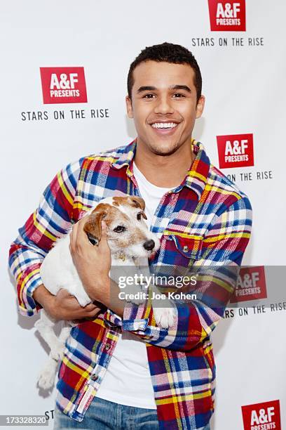 Actor Jacob Artist and Uggie attend Abercrombie & Fitch Co. Presents their 2013 "Stars On The Rise!" at The Grove on July 11, 2013 in Los Angeles,...