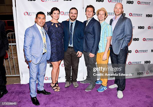 Actor Eloy Mendez, actress Casey Wilson, writer/director Kyle Patrick Alvarez and actors Jonathan Groff, Denis O'Hare and Corey Stoll arrive at the...