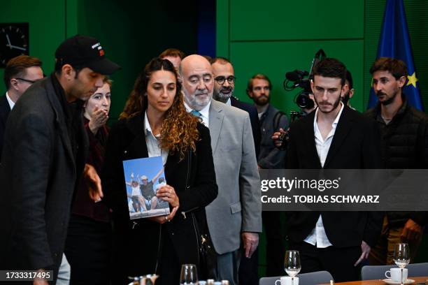 Israel's Ambassador to Germany Ron Prosor arrives for a meeting with relatives of German citizens kidnapped by Palestinian militant group Hamas at...