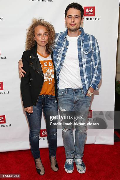 Actor Alex Kaluzhsky and guest attend Abercrombie & Fitch's presentation of their 2013 Stars on the Rise at The Grove on July 11, 2013 in Los...