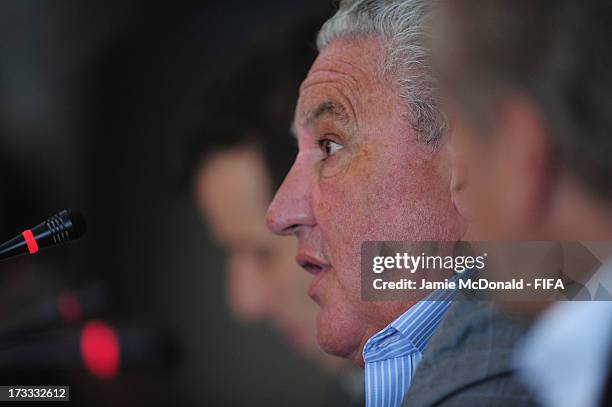 Jim Boyce, Chairman of the FIFA Organising Committee talks to the media during a FIFA U-20 World Cup pre final press conference at the Ritz Carlton...