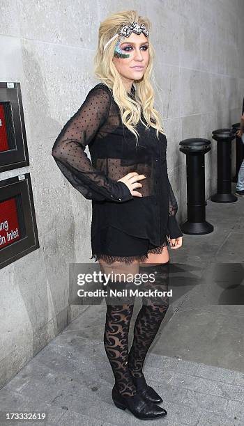 Kesha seen at BBC Radio One on July 12, 2013 in London, England.