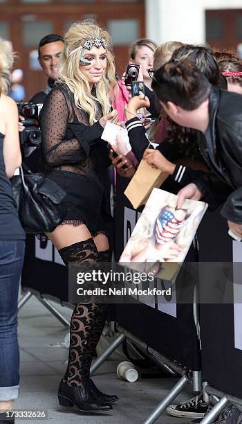 Kesha seen at BBC Radio One on July 12, 2013 in London, England.