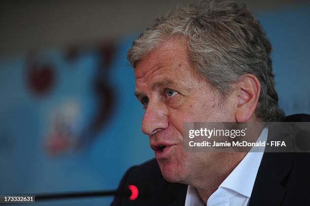 Servet Yardimci, President of the Local Organising Committee talks to the media during a FIFA U-20 World Cup pre final press conference at the Ritz...