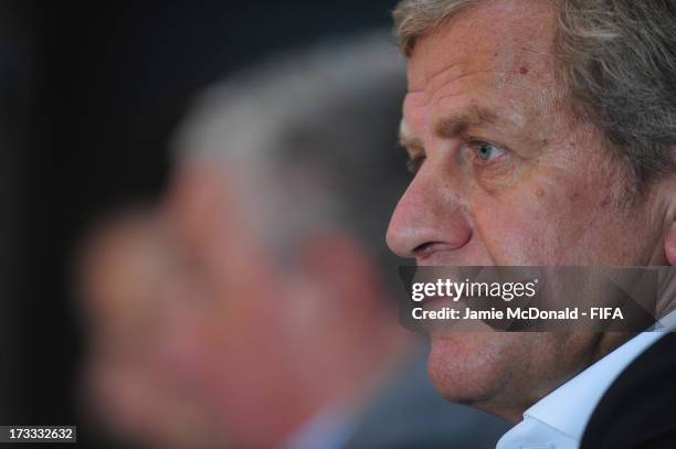 Servet Yardimci, President of the Local Organising Committee talks to the media during a FIFA U-20 World Cup pre final press conference at the Ritz...