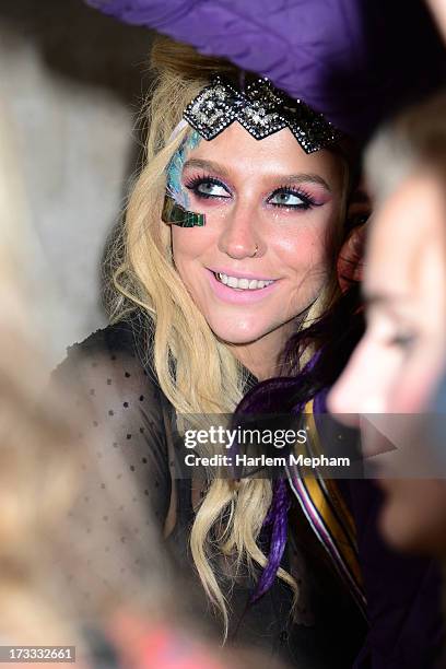 Kesha sighted leaving BBC Radio One on July 12, 2013 in London, England.