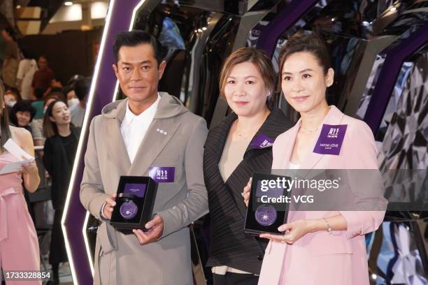 Actor Louis Koo Tin-lok and actress Jessica Hester Hsuan attend Chow Sang Sang event on October 13, 2023 in Hong Kong, China.