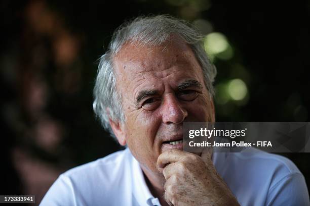 Mustafa Denizli, former national coach of Tuerkey is pictured during an interview on July 12 , 2013 in Istanbul, Turkey.