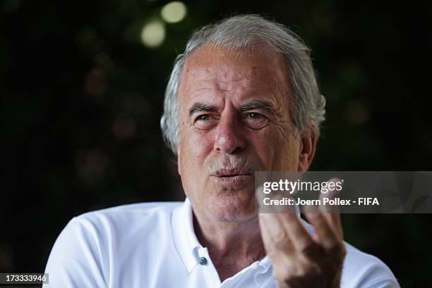 Mustafa Denizli, former national coach of Tuerkey is pictured during an interview on July 12 , 2013 in Istanbul, Turkey.