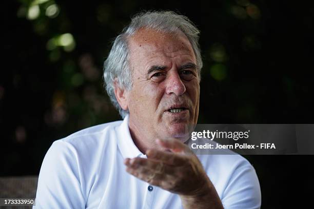 Mustafa Denizli, former national coach of Tuerkey is pictured during an interview on July 12 , 2013 in Istanbul, Turkey.