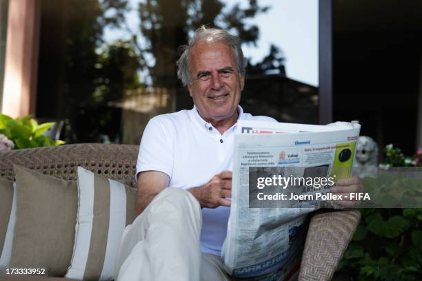 Mustafa Denizli, former national coach of Tuerkey is pictured during an interview on July 12 , 2013 in Istanbul, Turkey.