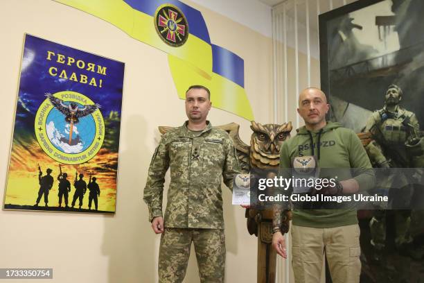 Chief of the Defence Intelligence of Ukraine Kyrylo Budanov with Governor of the National Bank of Ukraine Andrii Pyshnyi during a presentation of a...