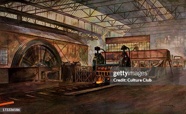 Block Rolling Mill by K.H. Schaefer , Berlin. These mills were used to lay out molden steel during manufacture.