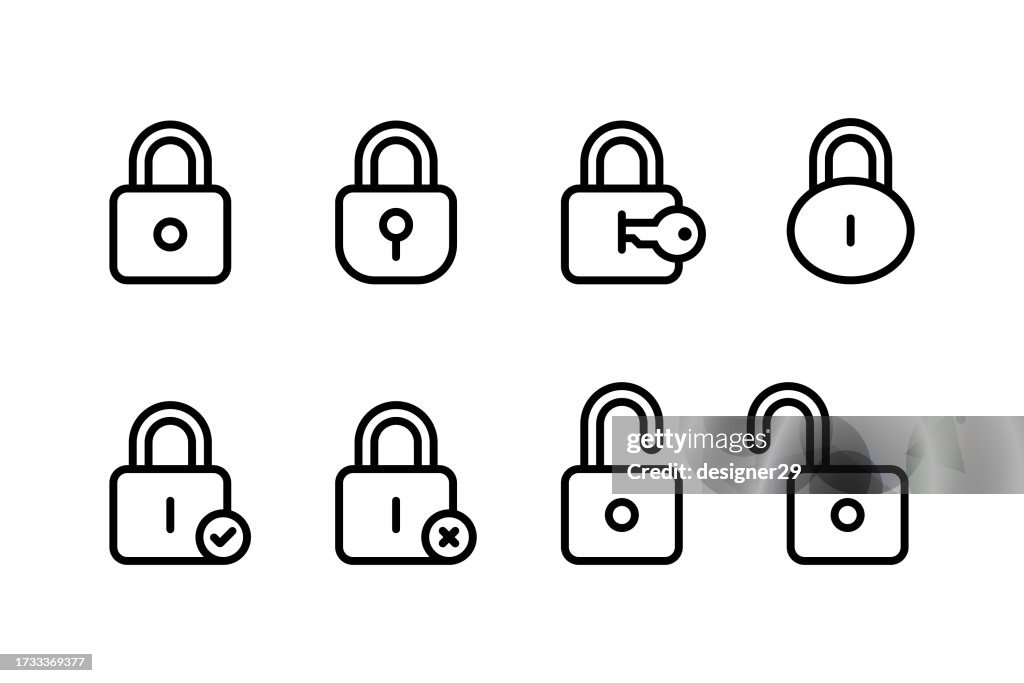 Padlock Line Icon Set.
