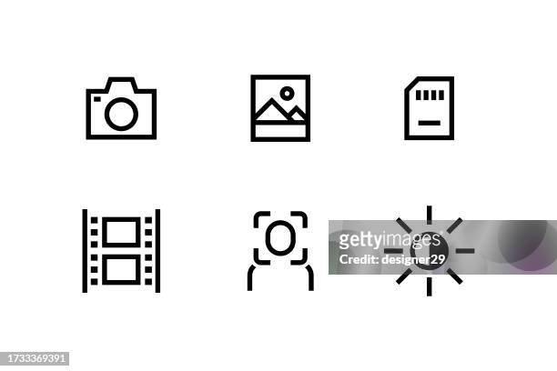 photography icon set vector design. - auto post production filter stock illustrations