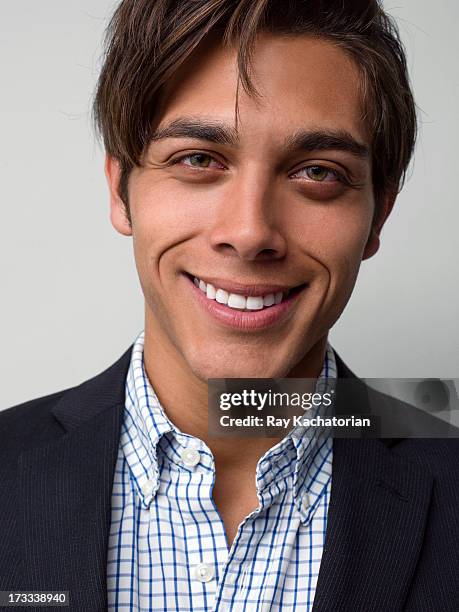 portrait of man smiling at camera - open collar stock pictures, royalty-free photos & images