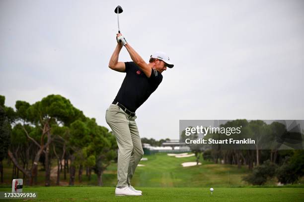 Wil Besseling of Netherlands tees off on the 18th hole on Day Two of the acciona Open de Espana presented by Madrid at Club de Campo Villa de Madrid...
