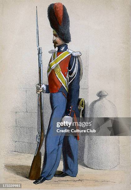 Member of light cavalry units consisiting of young men of noble birth in the 19th century French Army. From series 'Paris au XIX. Siècle' c.1855-56.