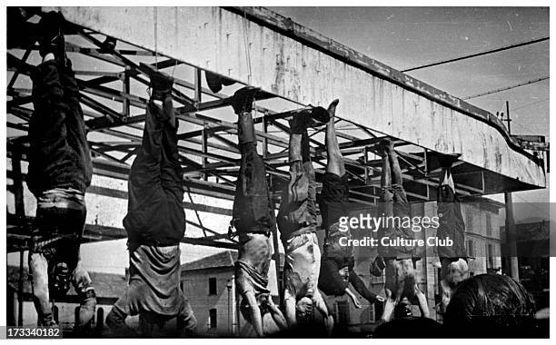 Execution of Mussolini and others. 40th Prime Minister of Italy and leader of National Fascist Party: 29 July 1883  28 April 1945. Fourth from right...