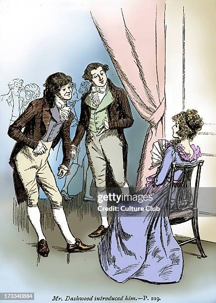'Sense and Sensibility' by Jane Austen - Mr. Dashwood introduces Elinor to Robert Ferrars. Chapter XXXVI. First published in 1811. Illustration by...
