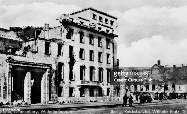 Old Reich Chancellery, Wilhelm Platz, Berlin, Germany. Damaged in air raids and the Battle of Berlin, Soviet offensive between 16 April 1945  2 May...