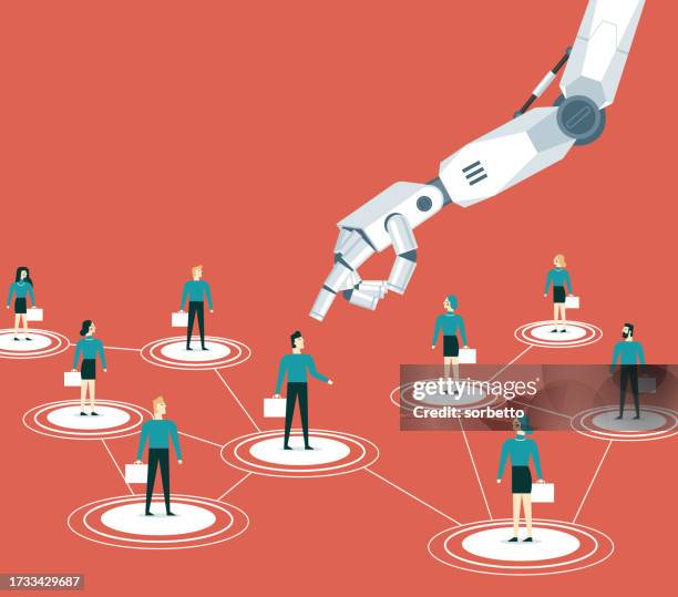 stockillustraties, clipart, cartoons en iconen met personnel evaluation by artificial intelligence - werk zoeken
