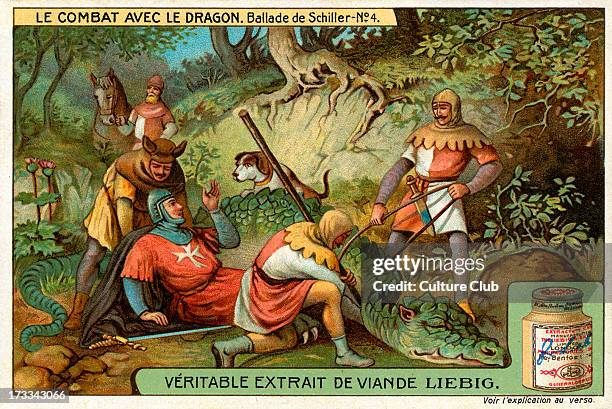 The Battle with the Dragon - ballad by Friedrich Schiller. Squires find the knight who has fainted. German title: Der Kampf mit dem Drachen. . No. 4....