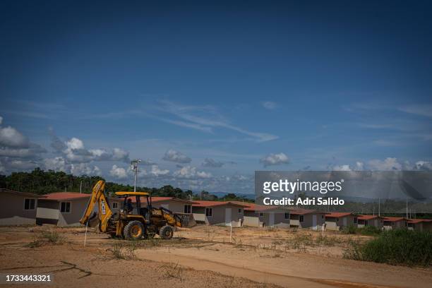 View of the houses of the new community where the residents of Gardi Sugdub will be transferred on October 12, 2023 in Kuna Yala, Panama. Indigenous...