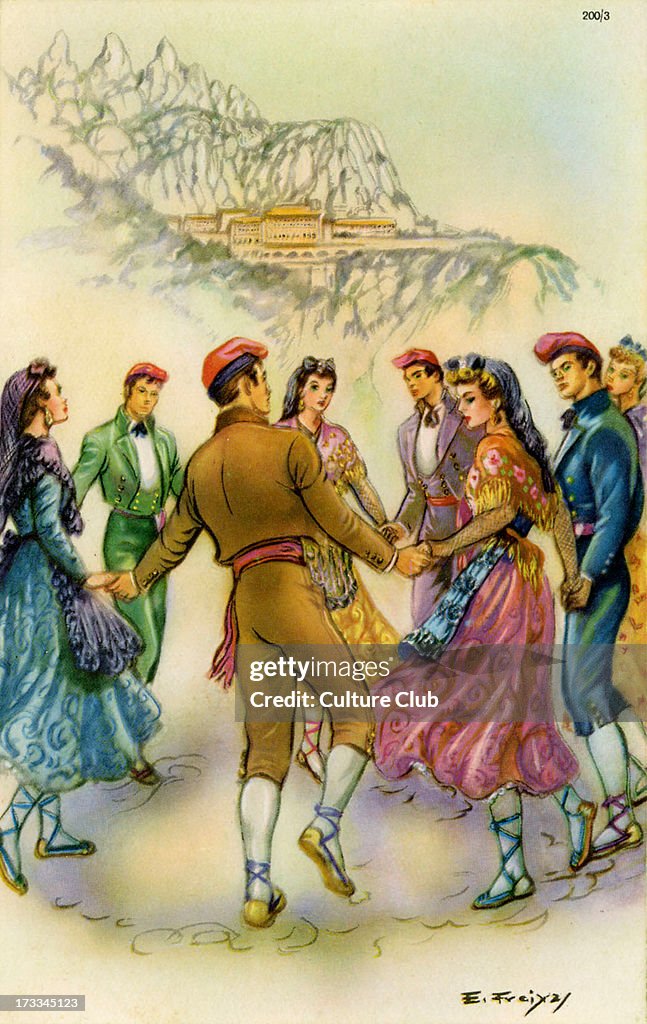 Men and Women in a traditional Spanish dance