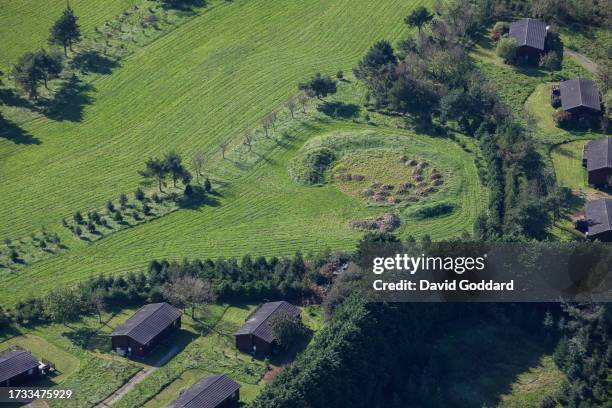 In an aerial view, the abandoned Hartland Forest Golf club on October 06 in Bideford, United Kingdom.