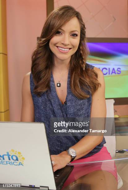 Satcha Pretto is seen during Sesame Street's visit of Univision's "Despierta America" at Univision Headquarters on July 12, 2013 in Miami, Florida.
