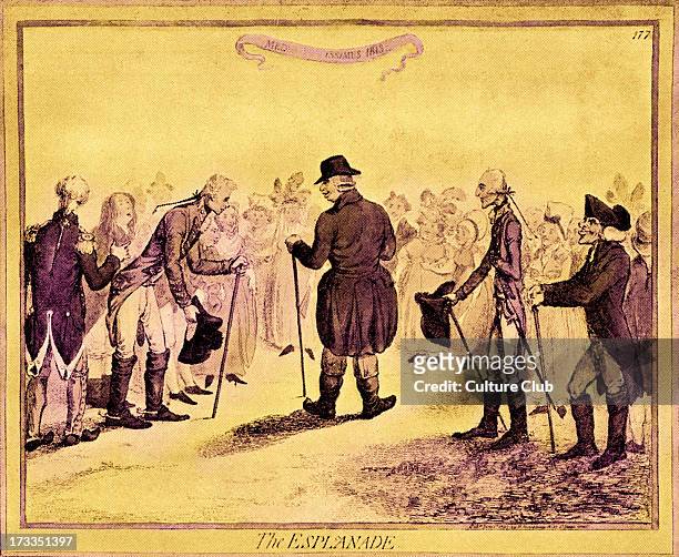 George III - caricature by Gillray. Entitled: 'George III on the Esplanade at Weymouth'. King of United Kingdom and Ireland, from 1760 until his...