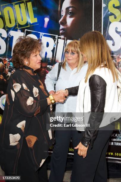 Lainie Kazan, Penny Marshall and Lorraine Bracco greet oneanother at the premiere of 'Soul Children Of Chicago' at Historic American Legion - Post 43...