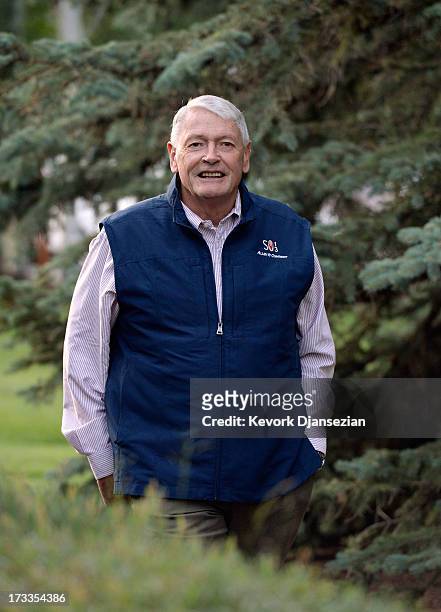 John Malone, chairman of Liberty Media, arrives at the Allen & Co. Annual conference on July 12, 2013 in Sun Valley, Idaho. The resort will host...