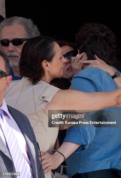 Maria Barranco , Gabino Diego , Ana Belen and David Trueba attends the funeral chapel for the journalist Concha Garcia Campoy at La Paz Morgue on...