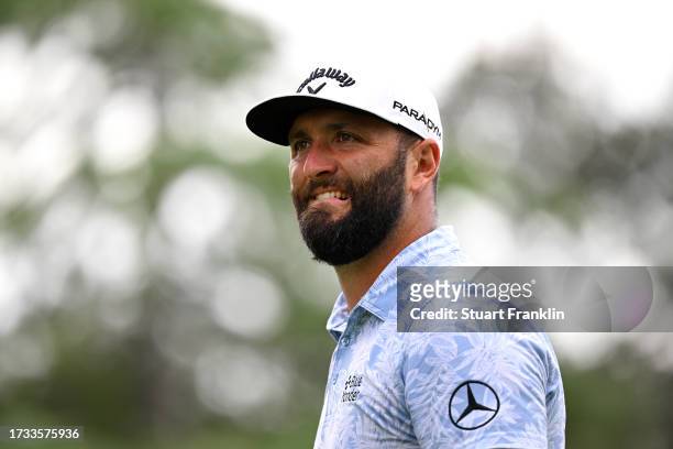 Jon Rahm of Spain prepares to tee off on the seventh hole on Day Two of the acciona Open de Espana presented by Madrid at Club de Campo Villa de...