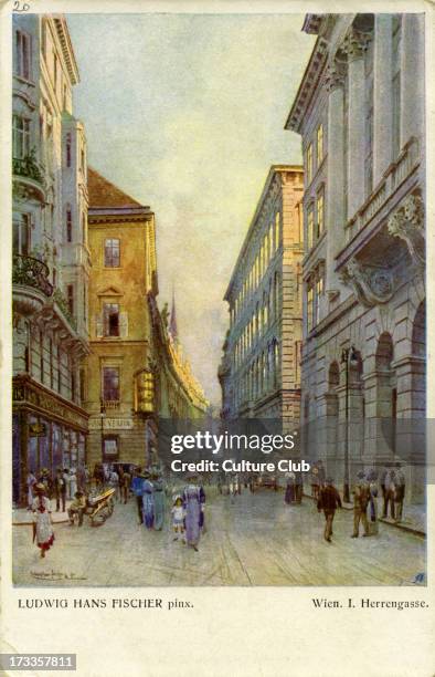 Herrengasse. By Ludwig Hans Fischer, , Austrian painter. Postcard.