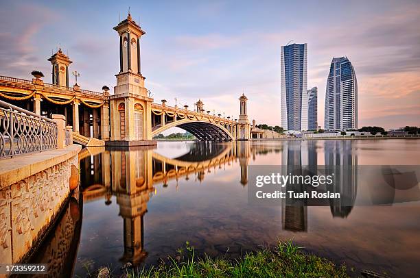 bridge and building in cool surise - putrajaya stock pictures, royalty-free photos & images