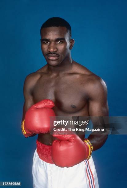 Olympian Evander Holyfield poses for a portrait.