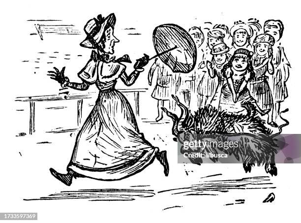 british satire caricature comic cartoon illustration - animals attacking stock illustrations