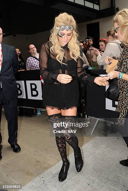 Ke$ha pictured at the BBC Radio 1 studios on July 12, 2013 in London, England.