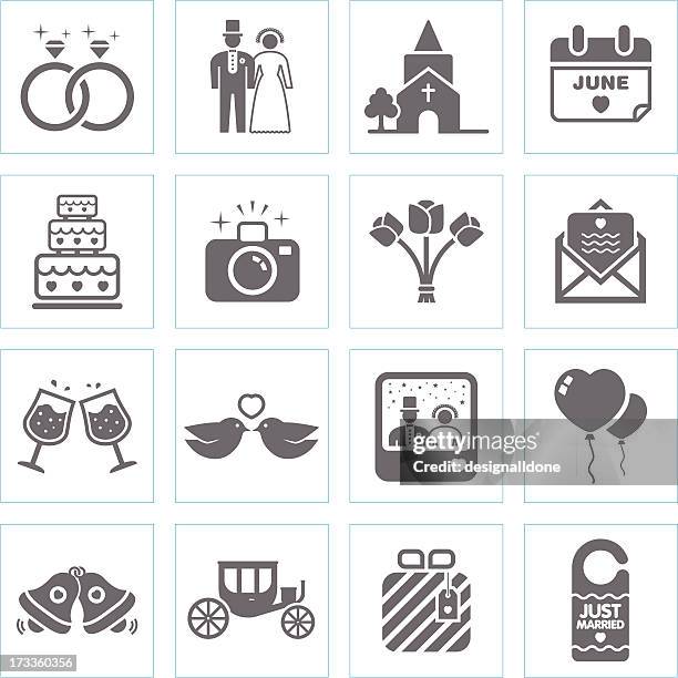 black and white icons representing weddings - engagement ring clipart stock illustrations
